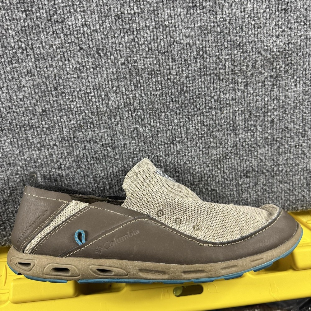 Columbia PFG Shoes Mens Size 13 Brown Canvas Slip On Water Boat BM1025-255